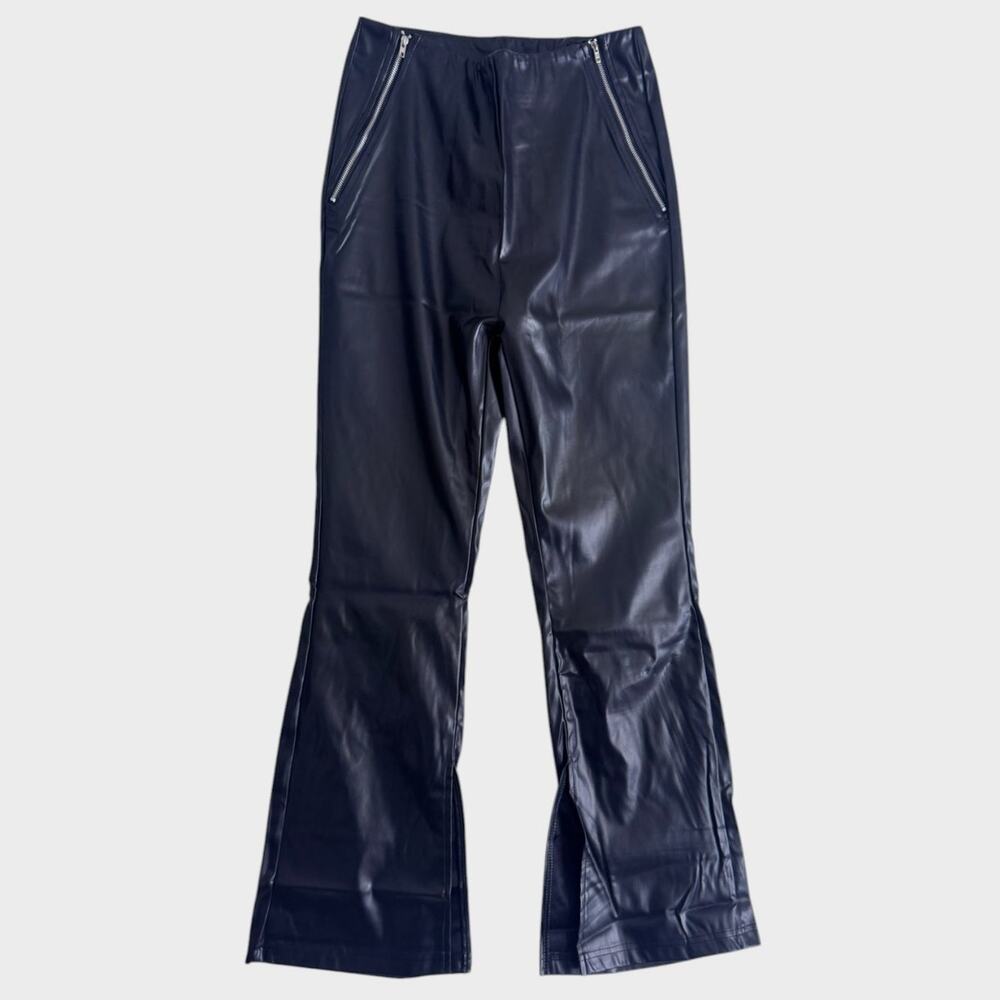 SHEIN Womens Small Size 4 Bootcut Black Faux Leather Vegan Pants